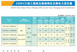 220 KV Three Phase Three Windings Off-Circuit -Tap-Changing Auto Transformer